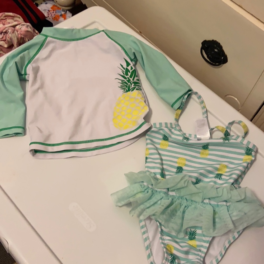 Ruffle bathing suit with matching sun shirt